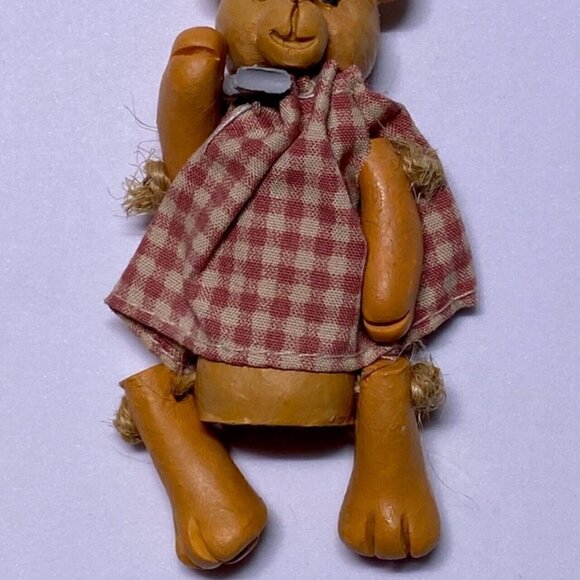 Russ Berrie & Co. 13900 Collectible Jointed Mini’s Wooden Bear Shelf Sitter VTG - Picture 6 of 10
